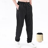 baratos Calças Desportivas-Homens Sherpa Calças de lã Calças Esportivas Corredor Calças Bolsos Com Cordão Cintura elástica Tecido Conforto Quente Comprimento total Ao ar livre Casual Diário Esportes Moda Preto Cinzento