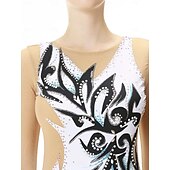 levne Šaty na krasobruslení-Šaty na bruslení Dámské Dívčí Buz Pateni Šaty černá / bílá Slátanina Díra na palec Síťka Spandex Elastické Trénink Profesionální Soutěž Bruslařské oblečení Zahřívací Křišťál a napodobenina Dlouh