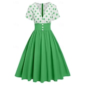 economico Vestiti-Retrò Vintage Anni 1950 Abito vintage Vestito Mascherata Pois Linea ad A Per donna Carnevale Capodanno Mascherata Casual Quotidiano Addio al Nubilato Adulti Vestito