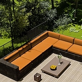 abordables Funda para Cojines de Patio-2 fundas de cojín para patio, 100 % impermeables, para sofá de exterior, de mimbre, funda de asiento de sofá impermeable, funda de silla de mimbre Oxford, protector de muebles