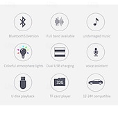 お買い得  車用Bluetoothキット/ハンズフリー-bc41 車用 mp3 プレーヤー 車載充電器、qc3.0 急速充電、カラフルなアンビエント ライト、FM トランスミッター、デュアル USB ポート