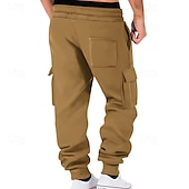 voordelige Joggingbroeken-Voor heren Jogger Broek Cargo-joggingbroek Zak Trekkoord Elastische taille Effen Comfort Buitensporten Dagelijks Modieus Casual Zwart Wit Micro-elastisch