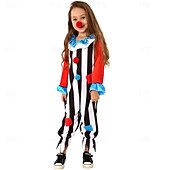 levne Děsiví klauni-Žolík Klaun předvečer Všech svatých Úbory Kostým Kombinéza cirkus Karnevalový kostým Cosplay kostým Dětské Chlapecké Dívčí předvečer Všech svatých Karneval Mardi Gras Výkon Párty Jednoduch