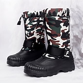 tanie Buty zimowe i śniegu-męskie zimowe buty śnieżne w kamuflażu z wodoodporną cholewką i pluszową podszewką - wytrzymała, antypoślizgowa podeszwa, regulowany pasek, idealne do aktywności na świeżym powietrzu