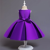 preiswerte Kleider für die Blumenmädchen-Blumenmädchenkleid Kinder Mädchen Prinzessinenkleid Leistung Hochzeit Party Elegant Schön Patchwork Blumen Ärmellos Rundhalsausschnitt Weinrot Rosa 4 Jahre +