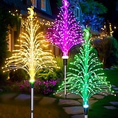 billige Julelys-2 stk solmaneter hagelys, 7 farger som skifter konstant, vanntette utendørs solenergi doble lys til jul, bryllup, hage og hageinnredning