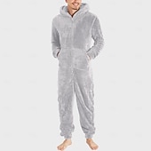 preiswerte Pyjamas-Herren Bodys Schlafanzüge Schlafanzug Set 1 PC Einfarbig Modisch Stilvoll Klassisch Heim Täglich Bett Polyester Komfort Weich Geschenk Kapuzenpullover Langarm Hoodie Sweatshirt Kapuze Jumpsuit Tasche