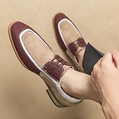abordables Semi-formel-chaussures oxford à lacets de style vintage pour hommes – design en toile bicolore et similicuir pour une tenue formelle et décontractée