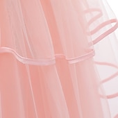 abordables Robes à Fleurs pour Filles-Robe de Demoiselle d&#039;Honneur Fille enfants Fille Robe de princesse Utilisation Mariage Soirée Elégant Magnifique Maille Couleur unie Sans Manches Col Ras du Cou Blanche Rose Claire 4 ans et +