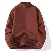 preiswerte Herrenpullover-Herren Pullover Rollkragenpullover für Herren Overall Gerippt Stricken Standard Strick Glatt Rollkragen Moderne zeitgenössische Arbeit Freizeitskleidung Bekleidung Winter Schwarz Weiß M L XL
