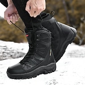 baratos Botas de combate-botas táticas de inverno masculinas – botas de neve quentes, forradas com pele sintética, impermeáveis, de cano alto e com sola antiderrapante, ideais para caminhadas ao ar livre e clima frio