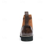 abordables Bottes habillées-bottines en cuir et daim synthétique marron pour hommes avec détails brogue, design à bout d&#039;aile et semelle robuste - chaussures décontractées et formelles de style vintage