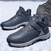 baratos Inverno e botas de neve-botas masculinas para caminhadas ao ar livre no inverno - tênis quentes forrados com pele, à prova d&#039;água, com sola antiderrapante e tira de velcro