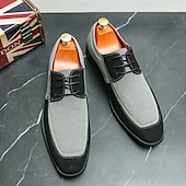 abordables Semi-formel-chaussures oxford à lacets de style vintage pour hommes – design en toile bicolore et similicuir pour une tenue formelle et décontractée
