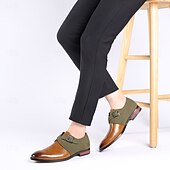 economico Semi-formale-scarpe da uomo con cinturino alla caviglia in pelle sintetica e pelle scamosciata bicolore – eleganti scarpe eleganti con fibbia per occasioni formali