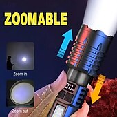ieftine Lanterne-1 lanternă cu led reîncărcabilă ultra-luminoasă cu zoom  &amp; lampă de lucru din cob abs durabil, lumină laterală, lanternă portabilă pentru camping în aer liber, alergare, drumeții, pescuit de urgență