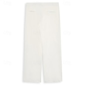 cheap Loose-Men's Trousers Dress Pants Baggy Pants Suit Pants Pocket Straight Leg Plain Comfort Soft Full Length Daily Business Formal Fashion Streetwear Black White