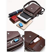 economico Borselli da uomo-borsa a tracolla vintage in similpelle marrone da uomo – borsa a tracolla compatta con più tasche per viaggi, lavoro e uso quotidiano