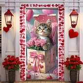 abordables Mariage-décorations extérieures de la Saint-Valentin, couvre-portes, tapisserie de porte, rideau de porte, décoration, toile de fond, bannière de porte intérieure/extérieure pour porte d'entrée, couple de