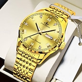 baratos Relógios Quartz-novo relógio masculino moderno e moderno com espelho de vidro reforçado com minerais, calendário luminoso, display de semana, multifuncional, à prova d&#039;água, esportivo