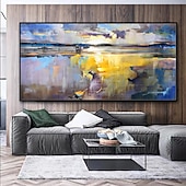cheap Landscape Paintings-Mintura Handmade Lake View Oil Paintings On Canvas Wall Art Decoration Modern Abstract Landscape Picture For Home Decor Rolled Frameless Unstretched Painting