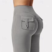 economico Leggings e collants para ioga-Women's Yoga Pants Yoga Leggings Ruched Butt Lifting Butt Lift Tummy Control High Waist Pilates Gym Workout Workout Tights Solid Color Black Army Green Fuchsia Fall Winter Sports Activewear Stretchy