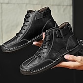 economico Stivaletti alla caviglia-stivaletti casual da uomo in similpelle marrone - design con lacci, cinturino regolabile e suola antiscivolo per il comfort quotidiano