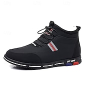 baratos Ténis para Homem-tênis casuais masculinos forrados e quentes de inverno – sapatos de cano alto com cadarço à prova d&#039;água e forro de pelúcia, sola antiderrapante, ideal para atividades ao ar livre e clima frio