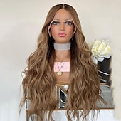 economico Parrucche lace front capelli veri-Capelli vergini non trattati Chiusura 5x5 13x4 Pizzo Frontale Parrucca Parte libera Brasiliano Ondulato Marrone Parrucca 130% 150% Densità dei capelli con i capelli del bambino Capelli schiariti 100