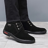 preiswerte Winter- und Schneestiefel-braune Winterstiefeletten aus Wildlederimitat mit Plüschfutter für Herren – warme Freizeitschuhe zum Schnüren für kaltes Wetter