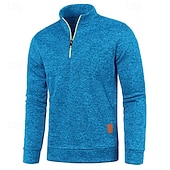 preiswerte Herrenpullover-Herren Pullover Strickpullover Pullover mit Viertelreißverschluss Gerippt Stricken Standard Strick Glatt Viertel Postleitzahl Modisch Basic Urlaub Freizeitskleidung Bekleidung Herbst Winter Schwarz