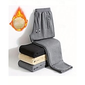 baratos Calças Desportivas-Homens Sherpa Calças de lã Calças de inverno Calças Calça de moletom de perna reta Bolsos Com Cordão Cintura elástica Tecido Conforto Quente Esportes Diário Moda Casual Preto Cinzento Micro-Elástica