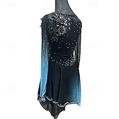 cheap Figure Skating Dresses-Figure Skating Dress Women&#039;s Girls&#039; Ice Skating Dress Black Patchwork Thumbhole Mesh Spandex Stretchy Training Practice Professional Skating Wear Thermal Warm Crystal / Rhinestone Long Sleeve Ice