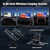 baratos Eletrónica para automóveis-estéreo de carro sem fio para apple carplay com câmera de painel 2.5k 1080p câmera de backup tela sensível ao toque portátil navegação gps para carro receptor de som de carro com bluetooth airplay aux/fm