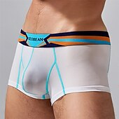 cheap Men&#039;s Boxers Underwear-Men&#039;s 1 PCS Boxers Underwear Boxer Shorts Patchwork Elastic Waist Chinlon Breathable Soft Comfortable Color Block Letter Mid Rise Black White