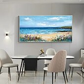 preiswerte Blumen-/Botanische Gemälde-blaues Ozean-Ölgemälde handgemachtes zeitgenössisches Indigo-Gemälde großes Himmel-Meer-Gemälde Kunst Ozean-Meer-Gemälde Wohnkultur-Gemälde 3D-Meer abstraktes Ölgemälde weiße Wellen Textur-Gemälde