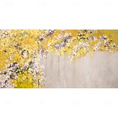 abordables Peintures fleurs/botaniques-peinture à l&#039;huile abstraite peinte à la main sur toile feuille d&#039;or peinture à l&#039;huile moderne champ de fleurs sauvages peint à la main peinture à l&#039;huile paysage art mural peinture florale grand art