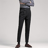 cheap Slim-Men's Graduation Dress Pants Trousers Chinos Buttons Pocket Solid Color Comfort Formal Party Work Fashion Classic Style Black Navy Blue Micro-elastic