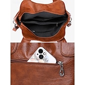 cheap Handbag &amp; Totes-Women&#039;s Vintage Brown Faux Leather Tote Bag with Dual Handles and Adjustable Crossbody Strap – Spacious and Stylish for Everyday Use