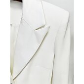 baratos Comprimento do chão-Blazer Preto e Branco A-Line Vestido de Festa Vintage Vestido de Terno Formal Casamento Comprimento do Chão Manga Longa Gola Camisa com Glitter de Strass 2025