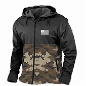 baratos jaquetas e casacos gráficos masculinos-Homens Côr Camuflagem Blusão Capa de chuva Casaco Shell Prova-de-Água Leve Casual Esportes Acampar e Caminhar Bolsos laterais Zip Frente Outono Inverno Com Capuz Manga Longa Camuflado