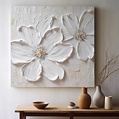voordelige Schilderijen van bloemen/planten-handgemaakte handgeschilderde olieverfschilderij 3d grote witte bloem olieverfschilderij op canvas origineel acryl schilderij zwaar getextureerd schilderij abstract landschap wandkunst bloemen