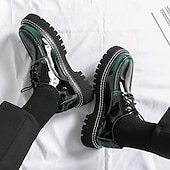 abordables Semi-formel-chaussures oxford à plateforme en similicuir verni pour hommes avec semelle crantée épaisse - chaussures formelles et décontractées élégantes pour le bureau, les événements et les fêtes