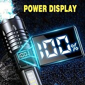 ieftine Lanterne-1 lanternă cu led reîncărcabilă ultra-luminoasă cu zoom  &amp; lampă de lucru din cob abs durabil, lumină laterală, lanternă portabilă pentru camping în aer liber, alergare, drumeții, pescuit de urgență