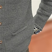 preiswerte Herren Strickjacke-Herren Strickjacke Strickpullover Gerippt Stricken Standard Knopf hoch Feste Farbe Ständer Modisch Klassisch Freizeitskleidung Verabredung Bekleidung Herbst Winter Schwarz Dunkelmarine M L XL