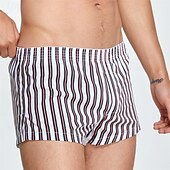 abordables Bóxer de hombre-Hombre 1 pc Boxer Boxers Cintura elástica 100% Algodón Transpirable Suave Cómodo Raya Tiro Medio Blanco Amarillo