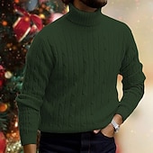 billige genser for menn-Herre Turtleneck genser Genser Riflet Kabel Strikke Strikket عادي Rullekrage Hold Varm Moderne Moderne Dagligdagstøy Ut på byen Klær Høst vinter Svart Hvit M L XL