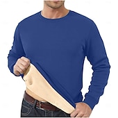 billiga fleece sweatshirts-Herr Tröja Sherpa linne Svart Gul Rubinrött Blå Grön Rund hals Slät Sport &amp; Utomhus Dagligen Helgdag Streetwear Häftig Ledigt Vinter Vår &amp; Höst Kläder Pull Tröjor