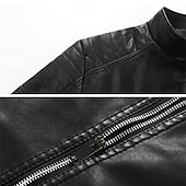 baratos Jaqueta de couro sintético-Homens Blusão de couro falso Jaqueta de Transição Jaqueta de motociclista Jaqueta de Motocicleta Férias Diário A Prova de Vento Manter Quente Bolsos Outono &amp; inverno Tecido Moda Clássico Colarinho