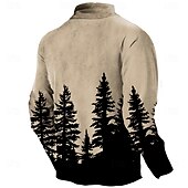 abordables Sudaderas de Caza-Hombre bosque Venados Sudadera Sudadera con un cuarto de cremallera Manga Larga Camisa de entrenamiento Escote Chino Cremallera de un cuarto Casual retro de la vendimia Impresión 3D Vacaciones Noche